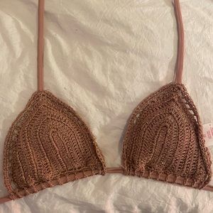 TARGET XHILIRATION MAUVE W/ GOLD GLITTER FLECKS CROCHET BIKINI SET